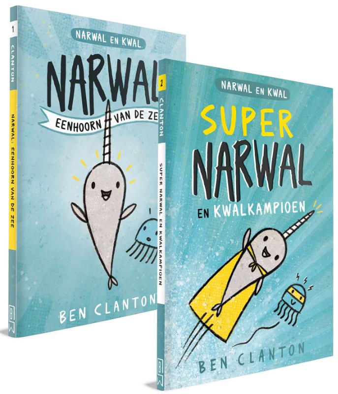 Achterkant van Narwal en kwal - Display met 8 boeken