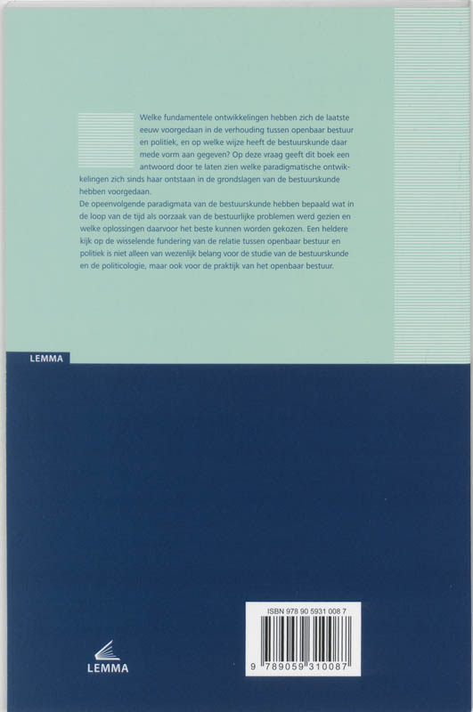 Achterkant van Grondslagen van de bestuurskunde