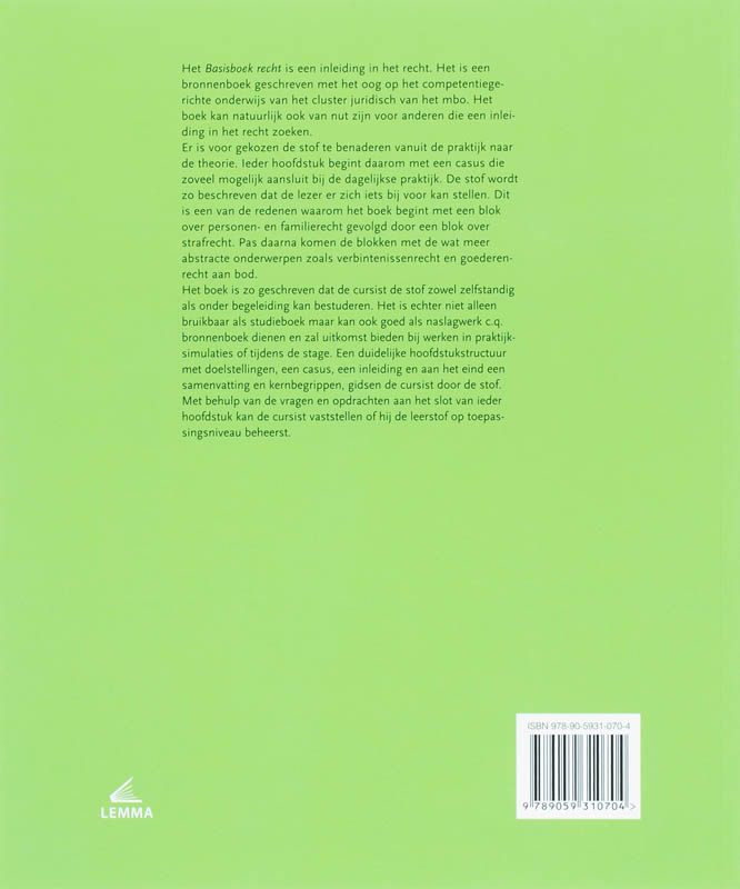 Achterkant van Basisboek recht