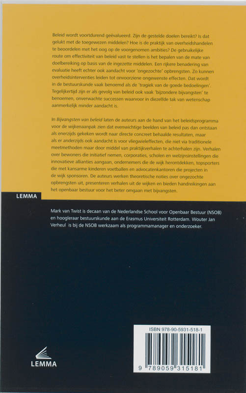 Achterkant van Bijvangsten van beleid