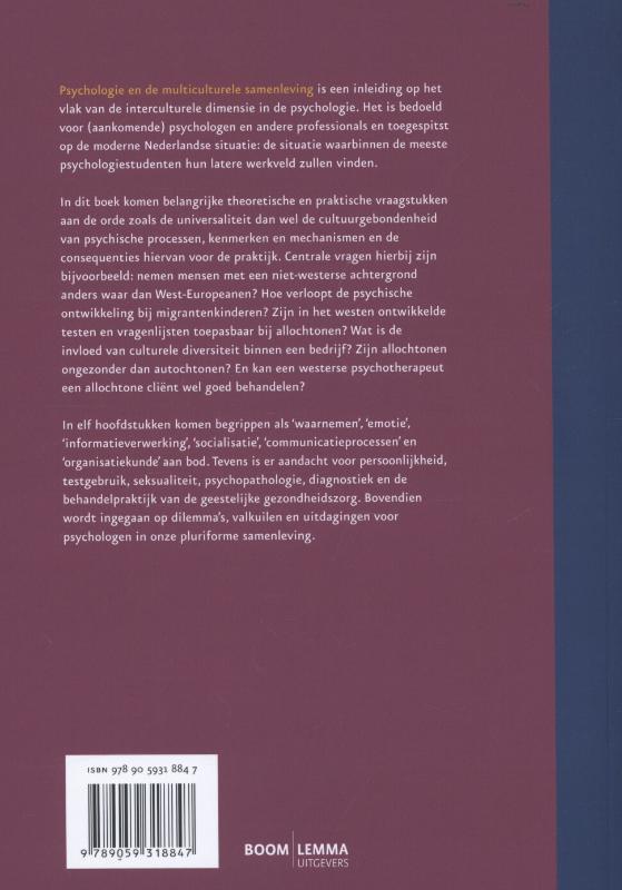 Achterkant van Psychologie en de multiculturele samenleving