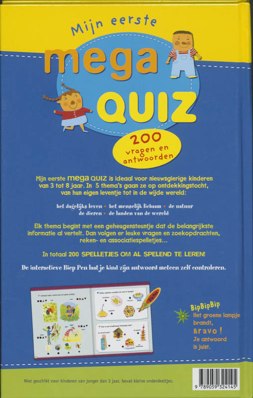 Achterkant van Mijn eerste mega quiz 3-8 jaar