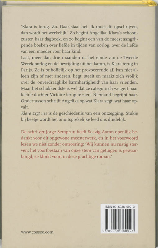 Achterkant van Klara zegt nee
