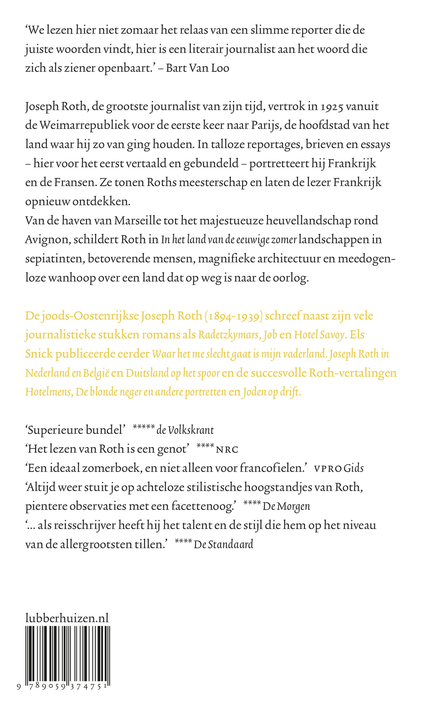 Achterkant van In het land van de eeuwige zomer