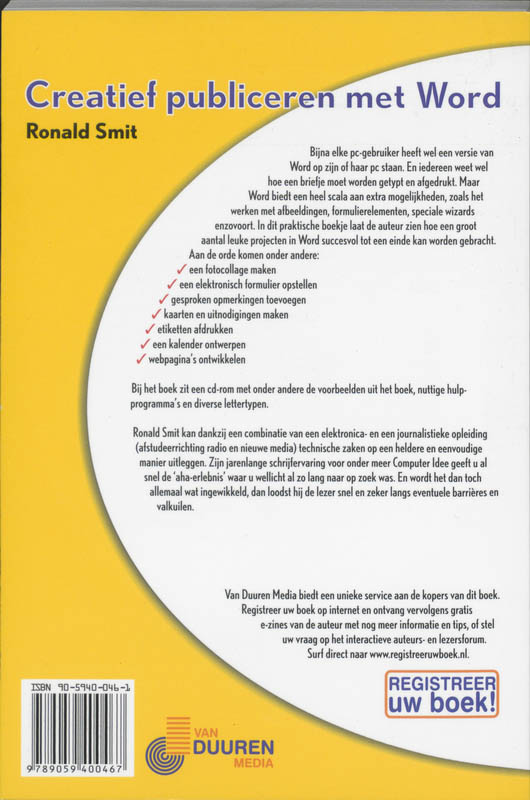 Achterkant van Creatief publiceren met Word