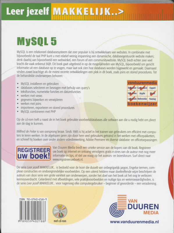 Achterkant van Leer jezelf Makkelijk MySQL 5