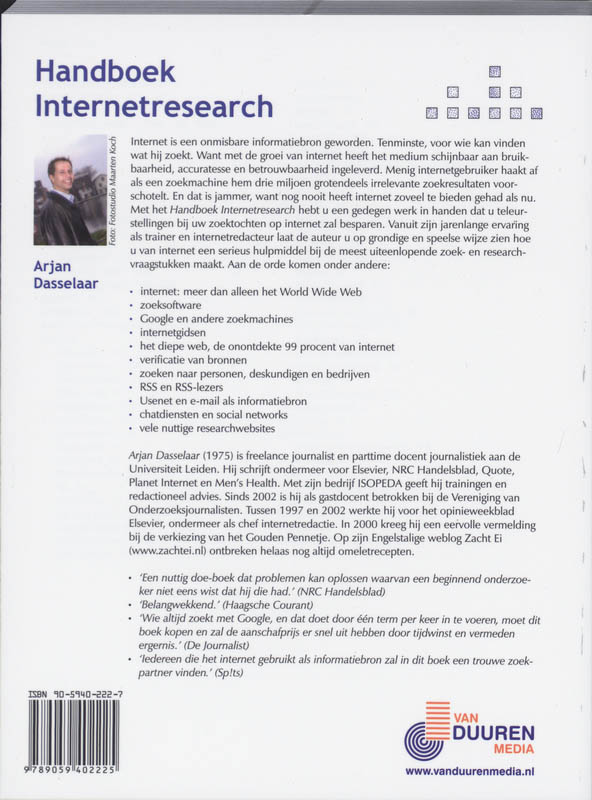 Achterkant van Handboek Internetresearch