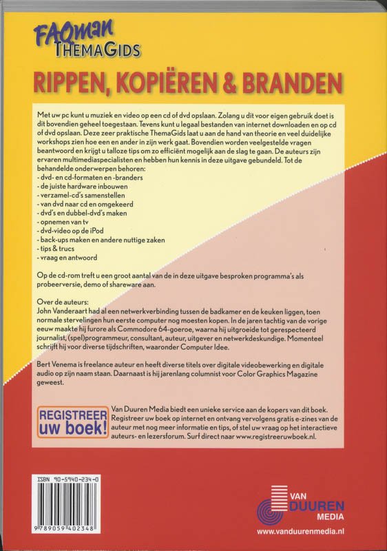Achterkant van FAQman Themagids rippen, kopieren & branden