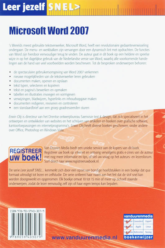 Achterkant van Leer jezelf Snel Microsoft Word 2007