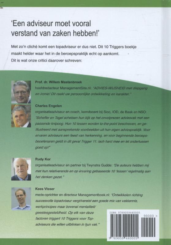 Achterkant van 10 Triggers voor topadviseurs