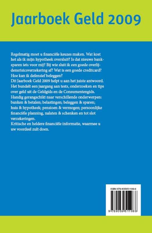Achterkant van Jaarboek Geld 2009