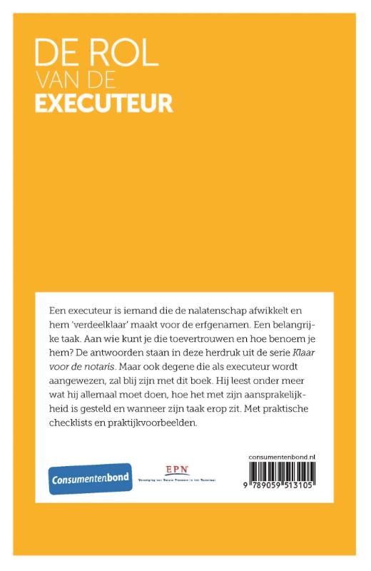 Achterkant van De rol van de executeur