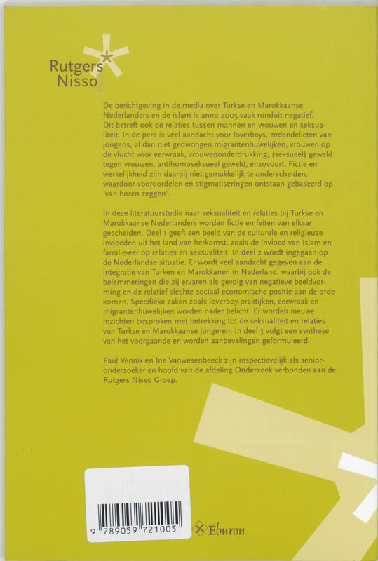 Achterkant van Seksualiteit en relaties van Turkse en Marokkaanse Nederlanders.