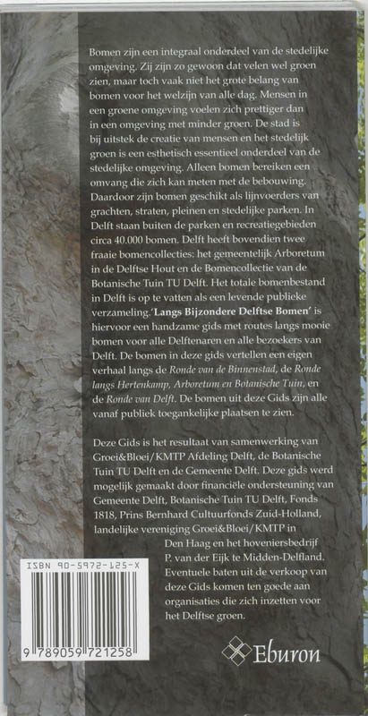 Achterkant van Langs bijzondere Delftse bomen