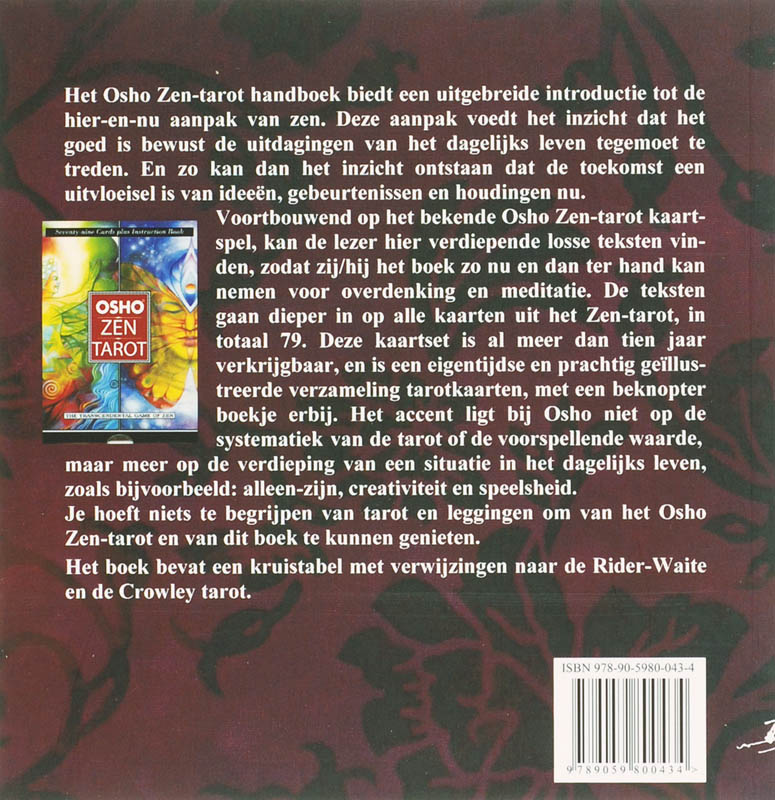 Achterkant van Zen-tarot handboek