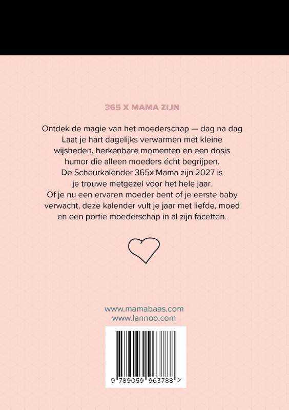 Achterkant van Scheurkalender 365 x mama zijn 2027