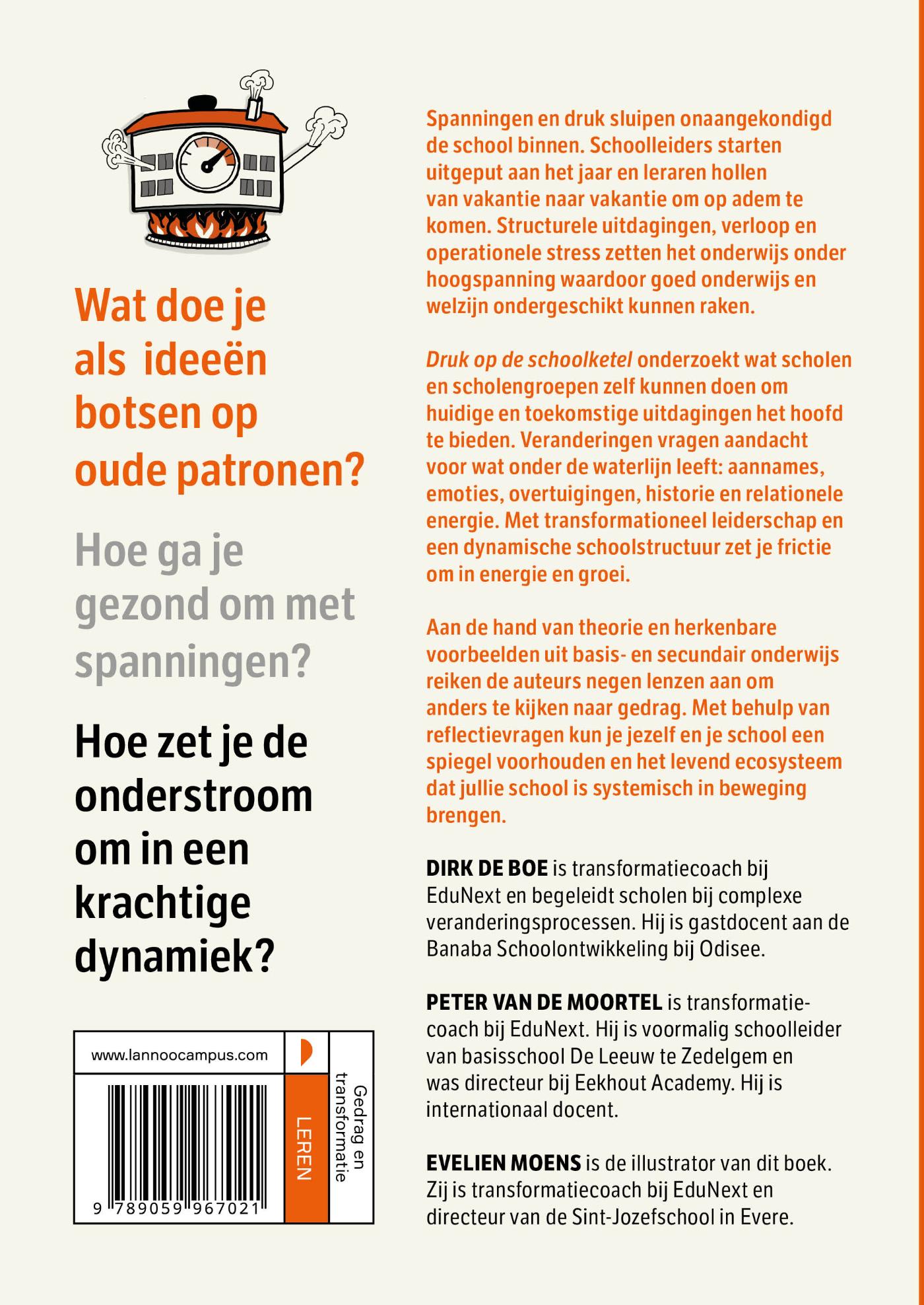 Achterkant van Druk op de schoolketel