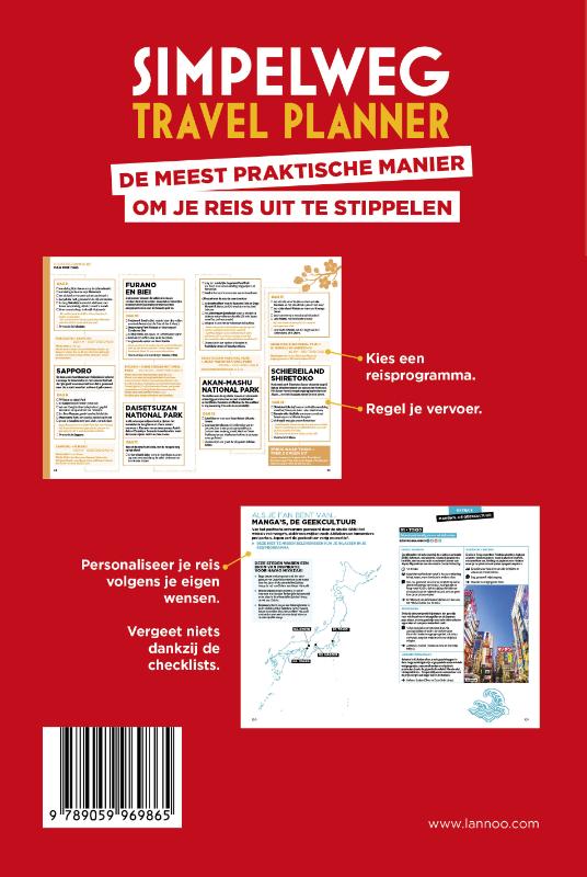 Achterkant van Simpelweg Travel Planner Japan