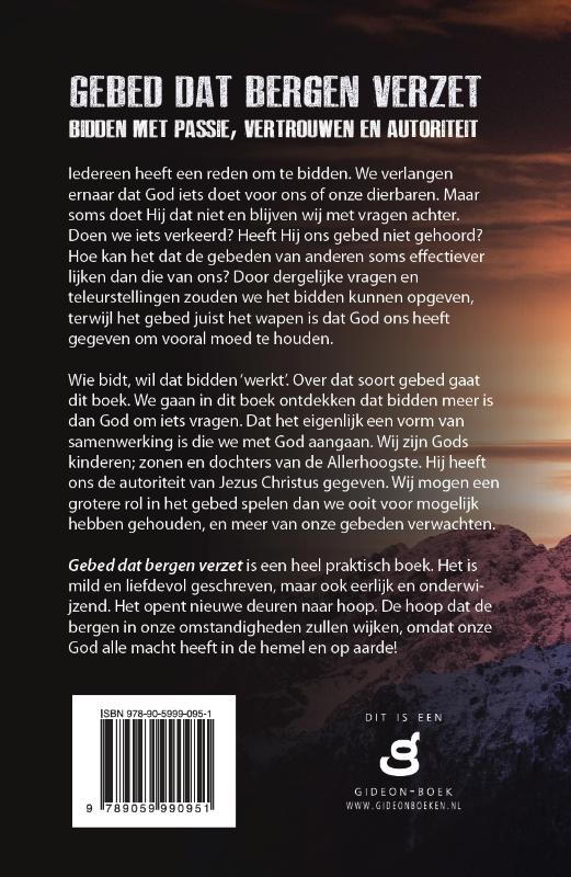 Achterkant van Gebed dat bergen verzet