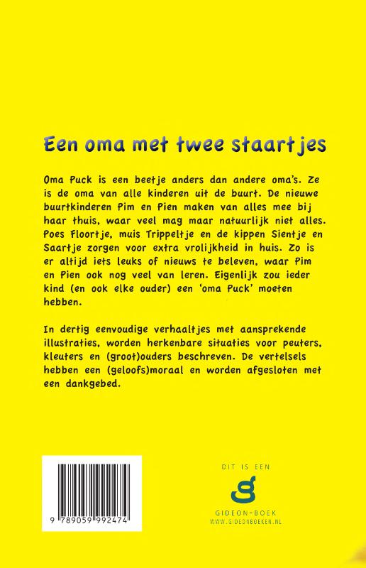 Achterkant van Een oma met twee staartjes