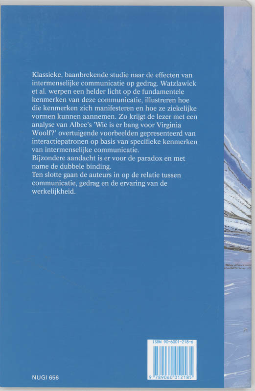 Achterkant van De pragmatische aspecten van de menselijke communicatie