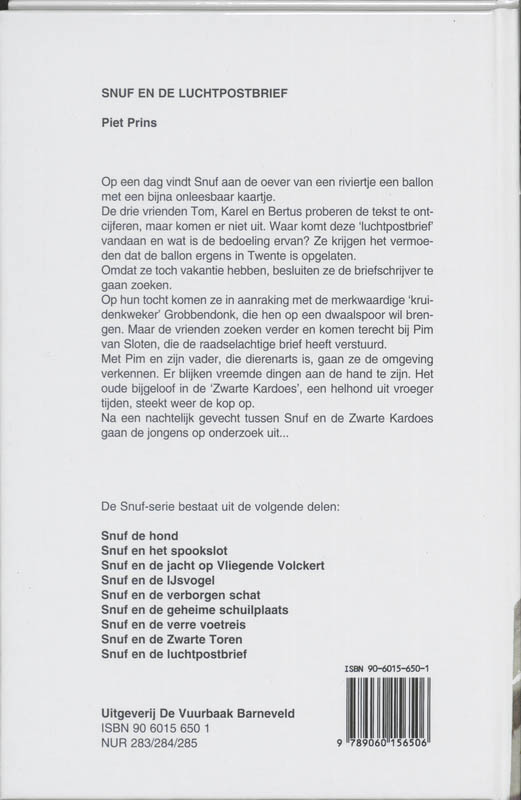 Achterkant van Snuf en de luchtpostbrief