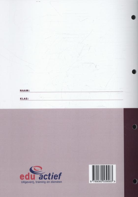 Achterkant van instructie-/werkboek 1