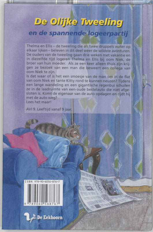 Achterkant van De olijke tweeling en de spannende logeerpartij