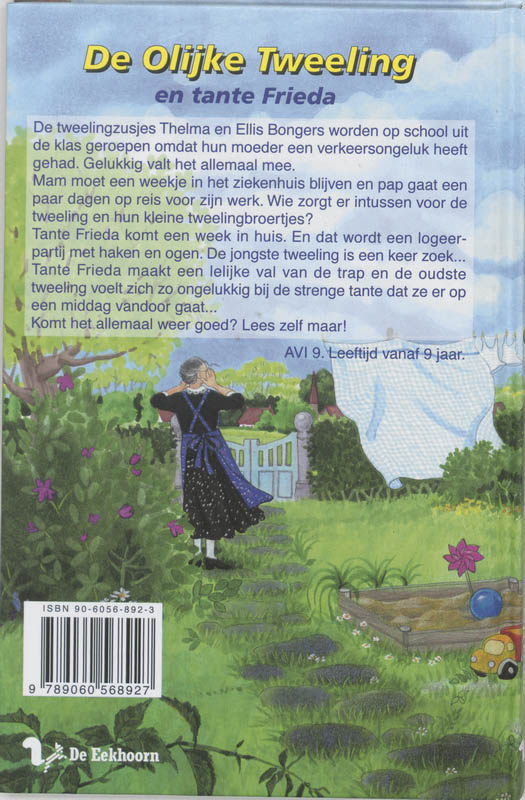 Achterkant van De olijke tweeling en tante Frieda