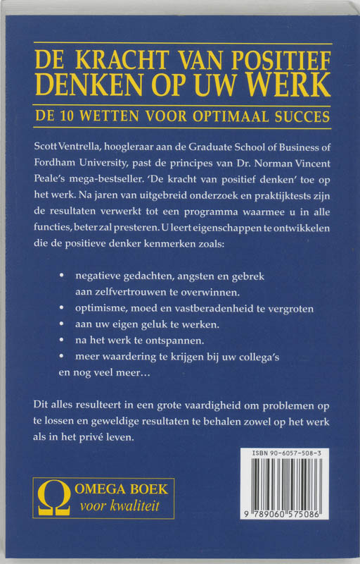 Achterkant van De kracht van positief denken op uw werk