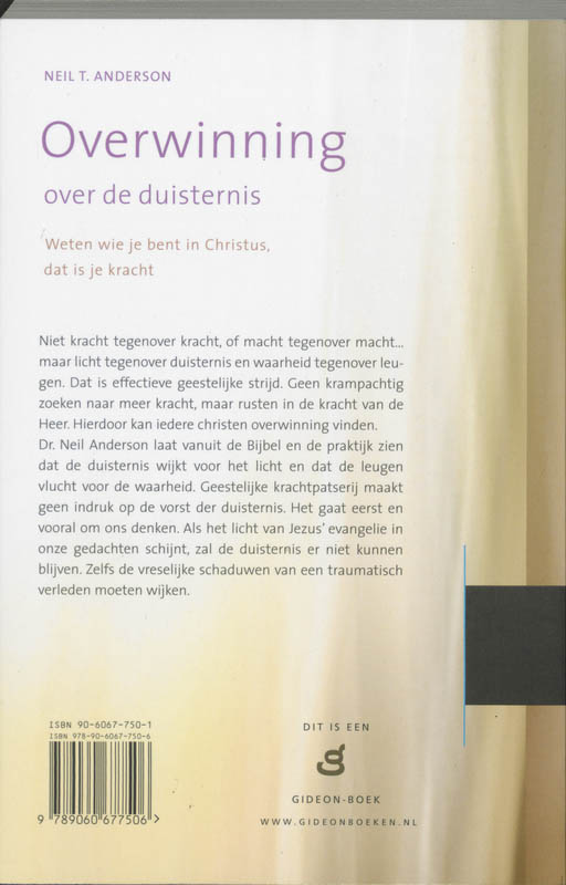 Achterkant van Overwinning over de duisternis