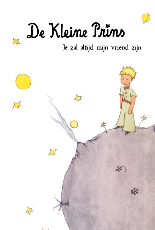 Achterkant van De Kleine Prins wenskaarten met envelop,set 10 ex.assorti