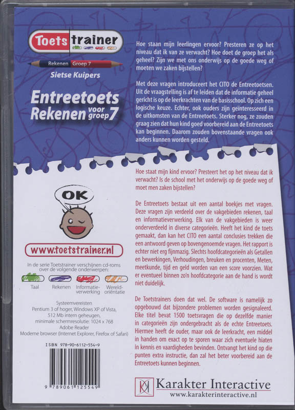 Achterkant van Entreetoets Rekenen voor groep 7