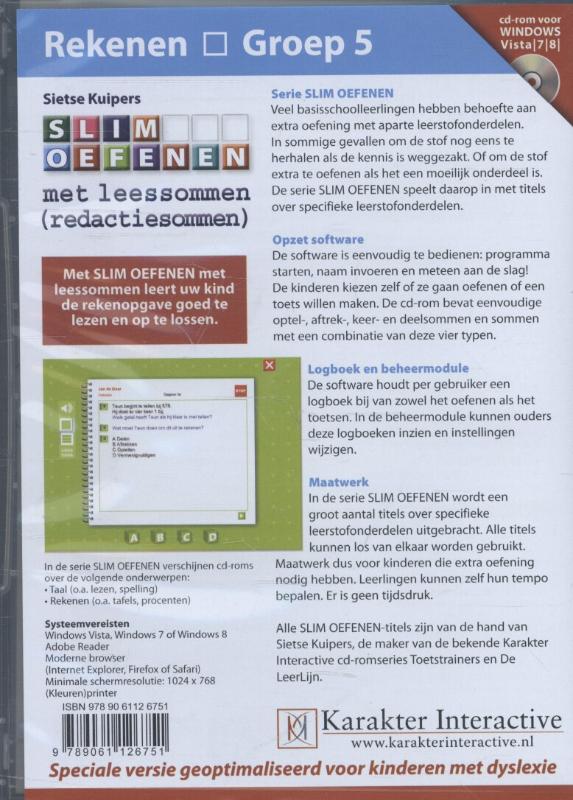 Achterkant van Slim oefenen met leessommen