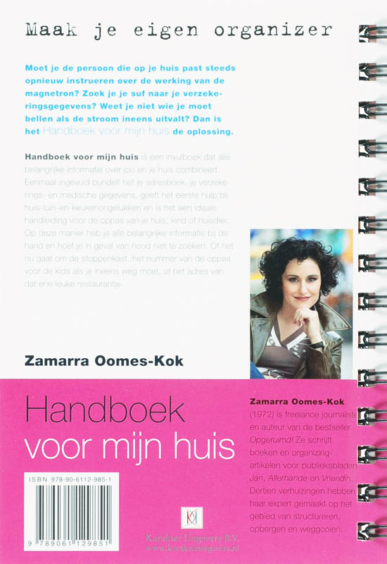 Achterkant van Handboek voor mijn huis