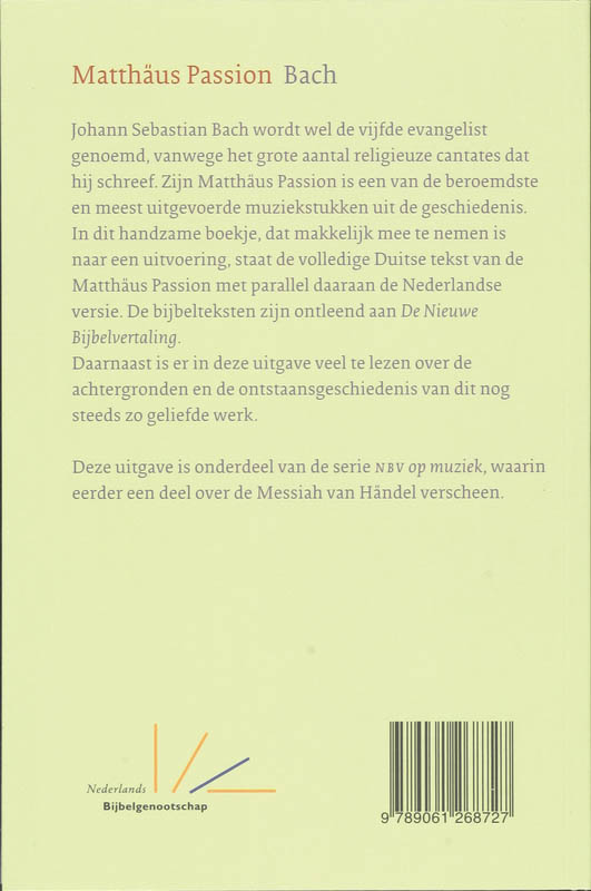Achterkant van Matthaus Passion Bach