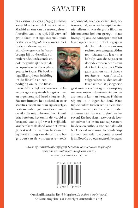 Achterkant van De vragen van het leven