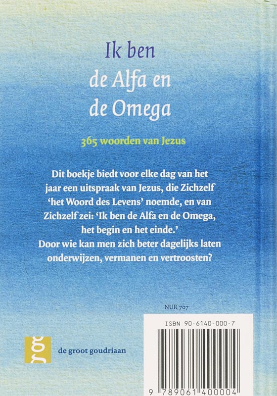 Achterkant van Ik ben de Alfa en de Omega