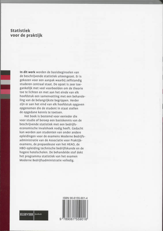 Achterkant van Statistiek voor de praktijk