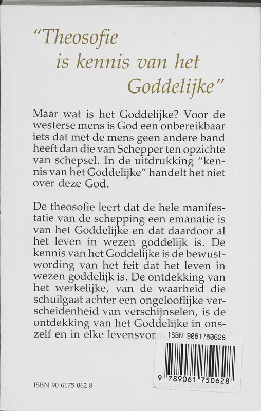 Achterkant van Een benadering van theosofie