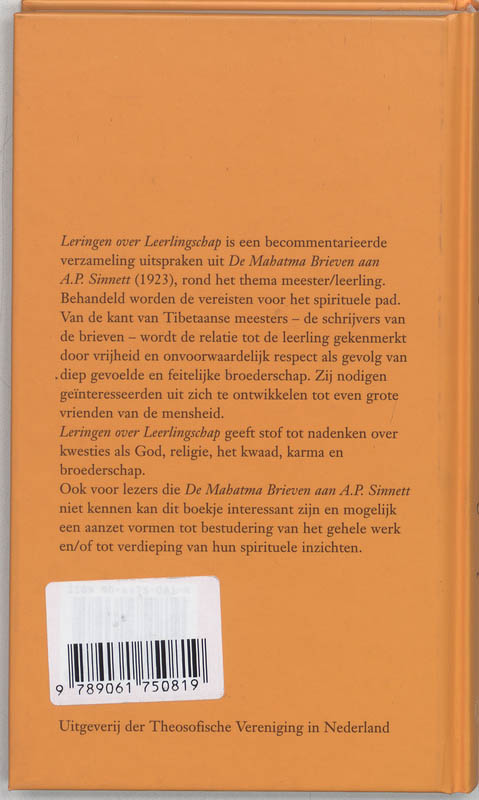 Achterkant van Leringen over leerlingschap