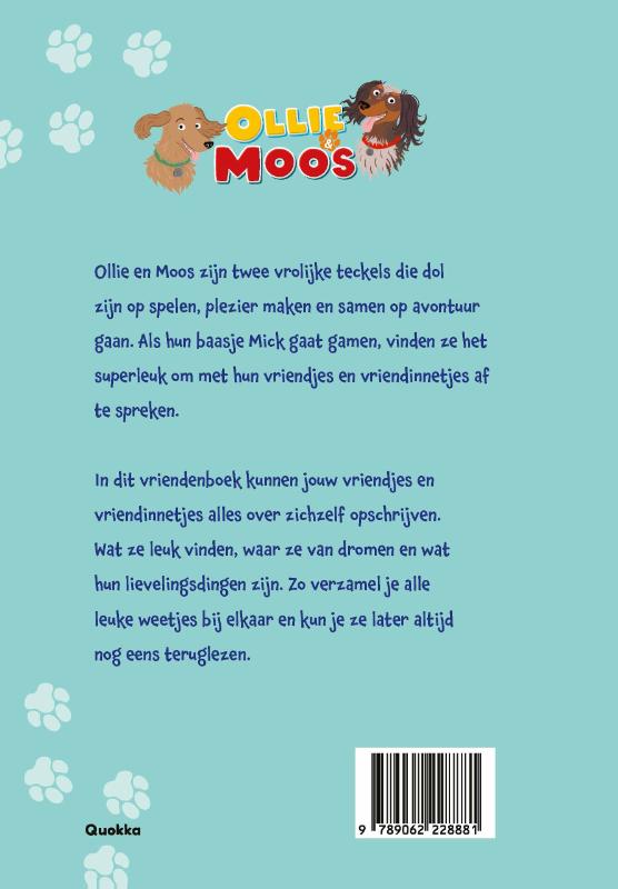 Achterkant van Ollie & Moos vriendenboek