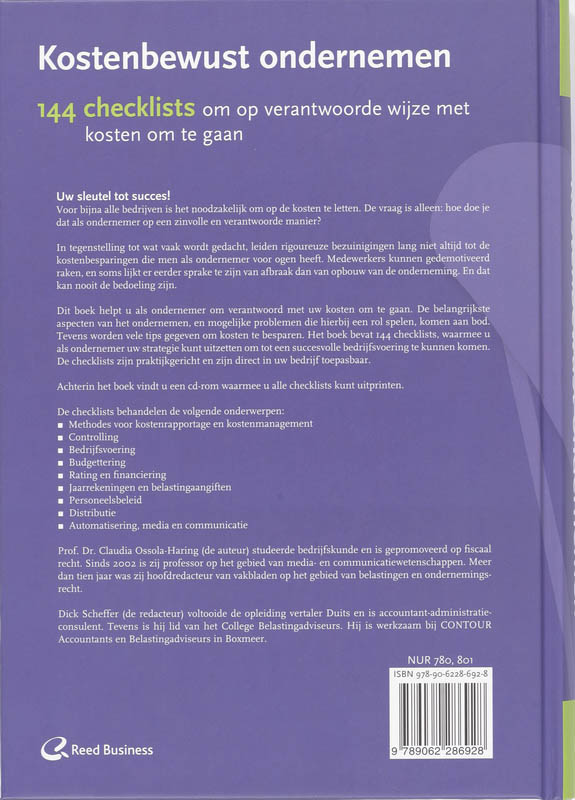 Achterkant van Kostenbewust ondernemen