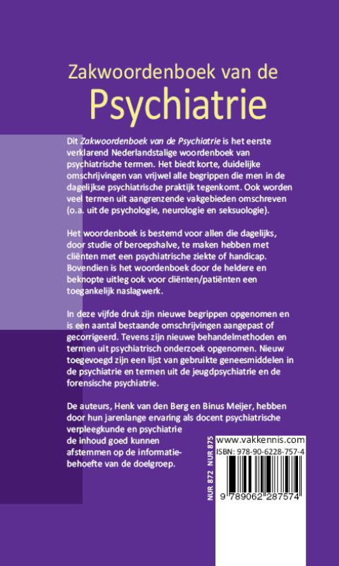 Achterkant van Zakwoordenboek van de psychiatrie