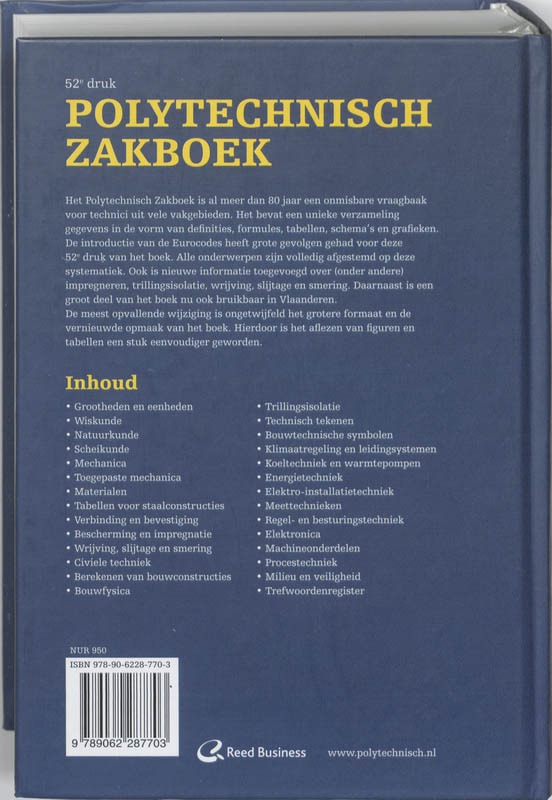 Achterkant van Polytechnisch Zakboek