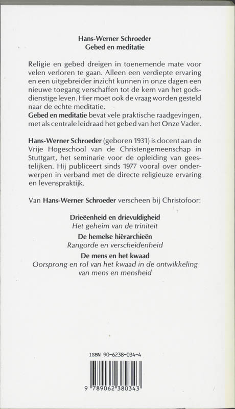 Achterkant van Gebed en meditatie