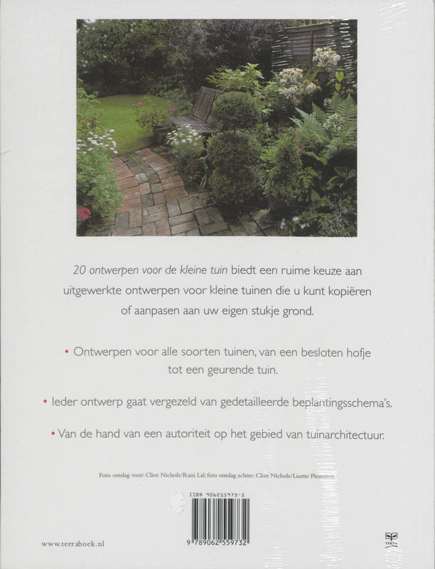 Achterkant van 20 ontwerpen voor de kleine tuin