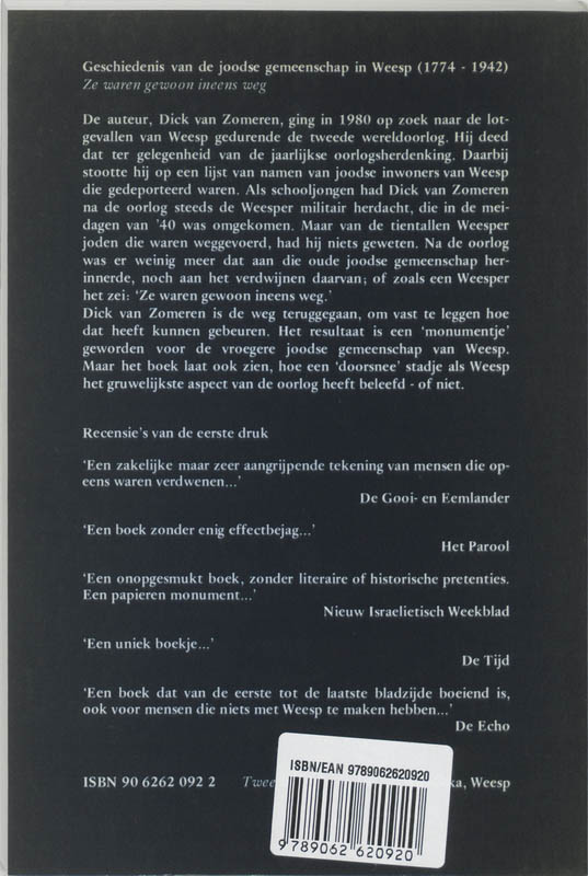 Achterkant van Geschiedenis joodse gemeenschap Weesp
