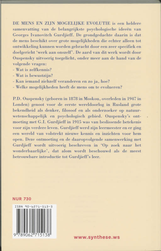 Achterkant van De mens en zijn mogelijke evolutie