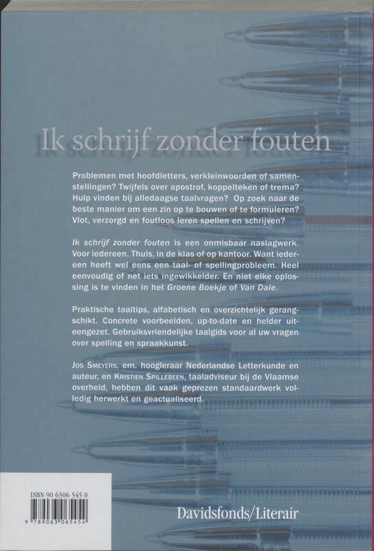 Achterkant van Ik schrijf zonder fouten